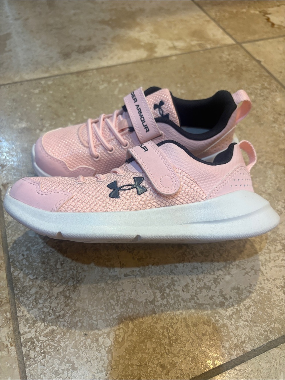 Under Armour Kids Pink & White Athletic Sneakers - Picture 2 of 5